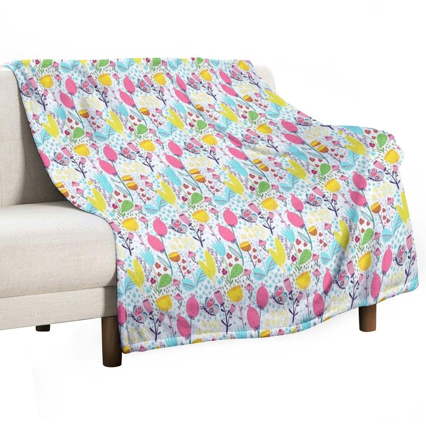 Funky Flowers Throw Blanket