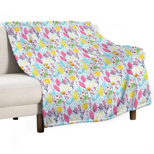 Funky Flowers Throw Blanket