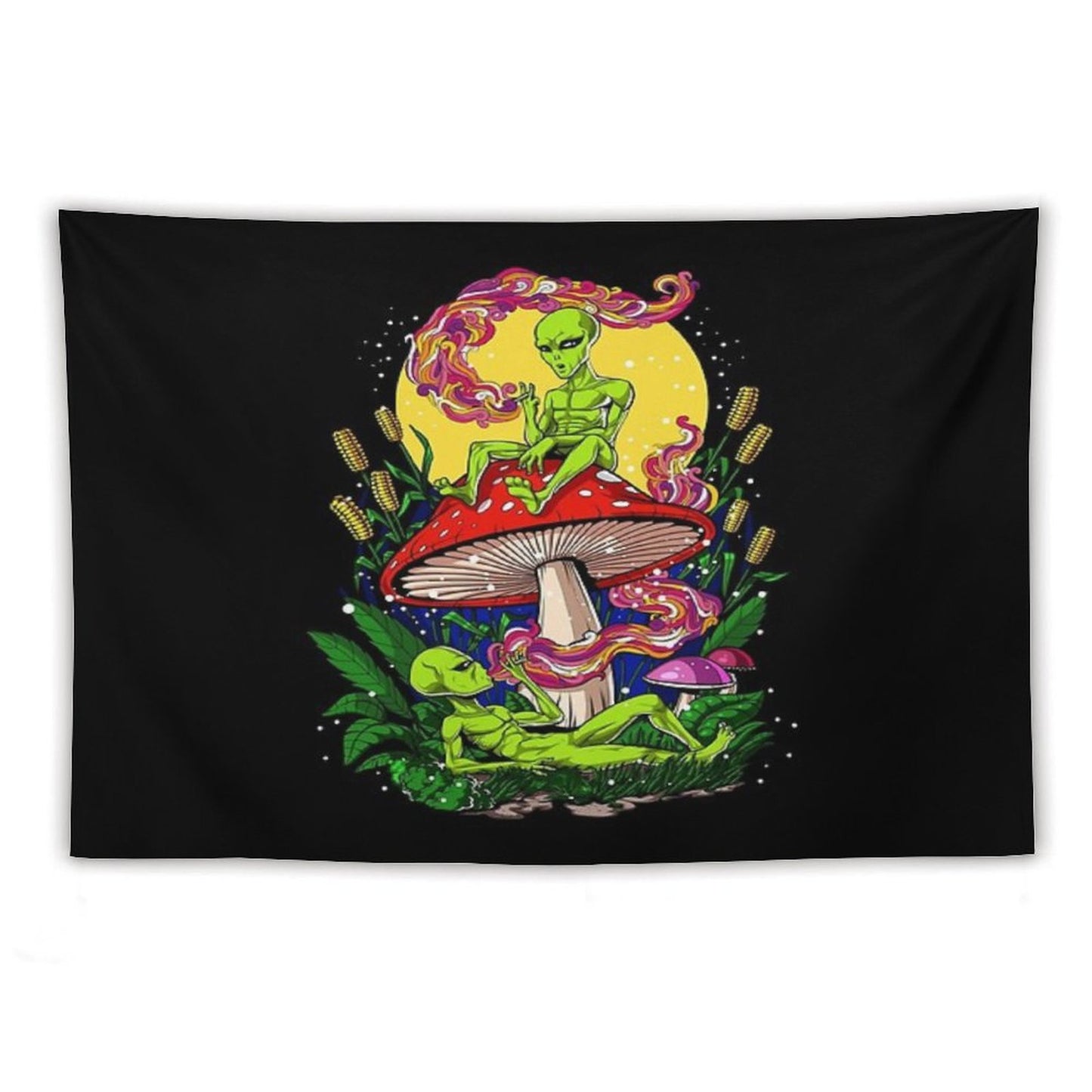 Magic Mushrooms Aliens Tapestry