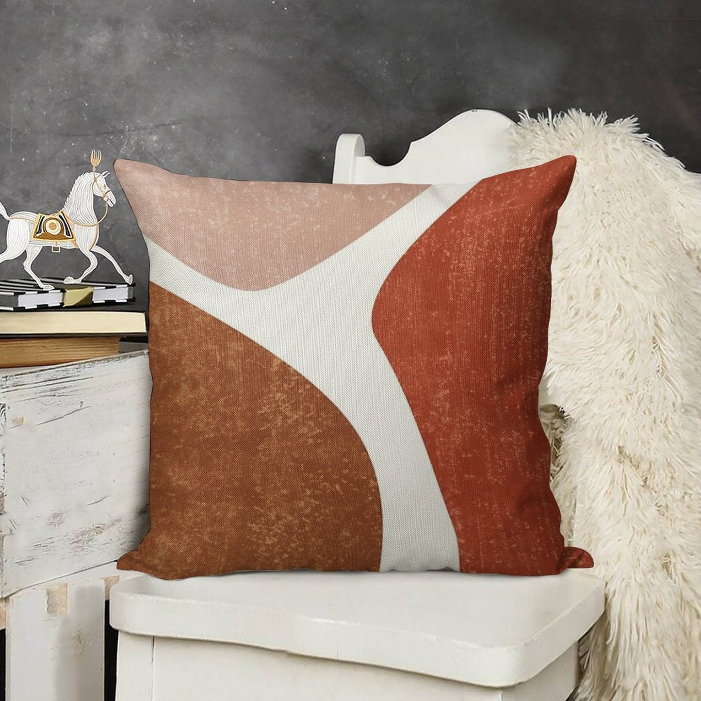 Terracotta Art Print 2 - Terracotta Abstract - Modern, Minimal, Contemporary Abstract - Brown, Beige Linen Throw Pillow Cover