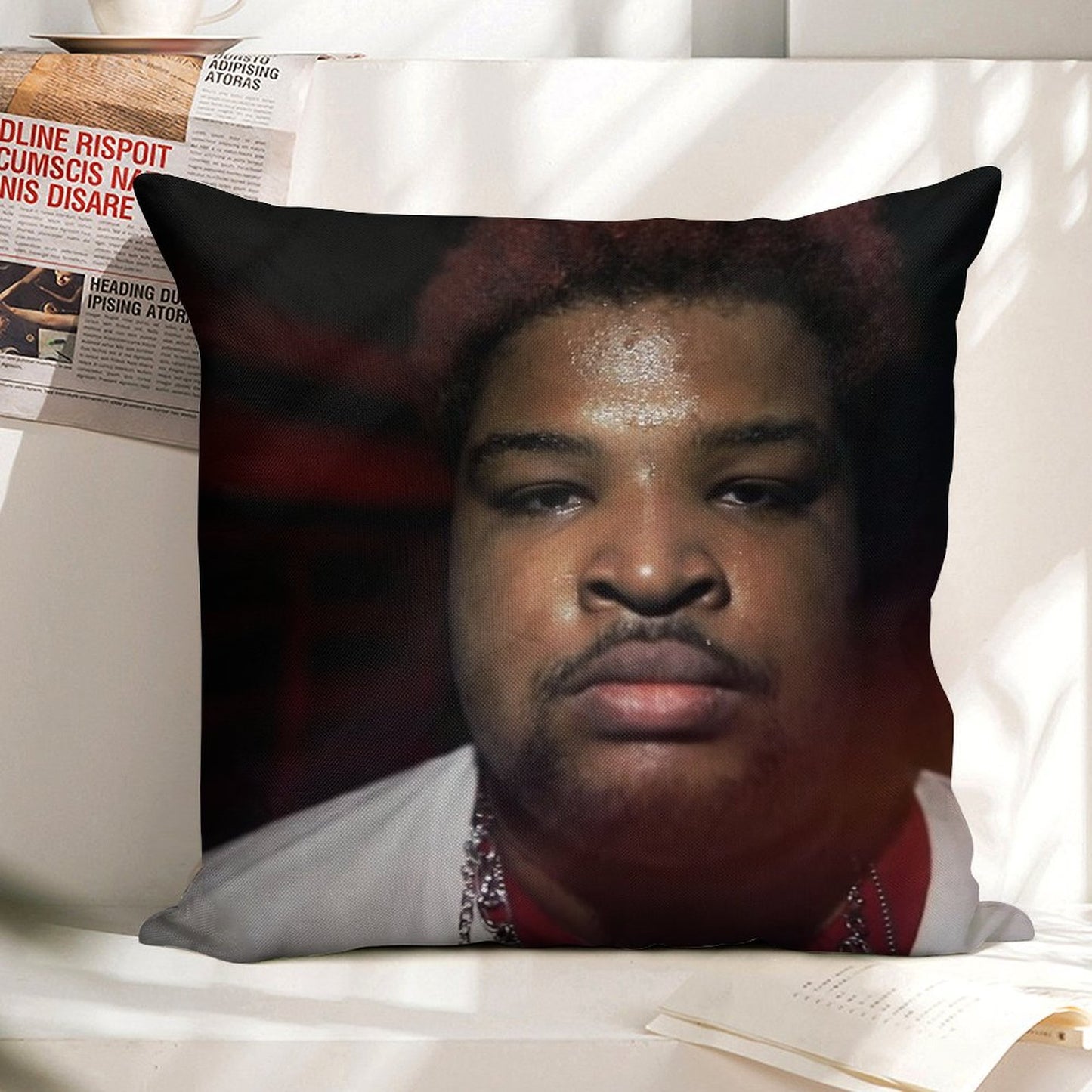 Mario Judah Looking FIRE Linen Throw Pillow Cover