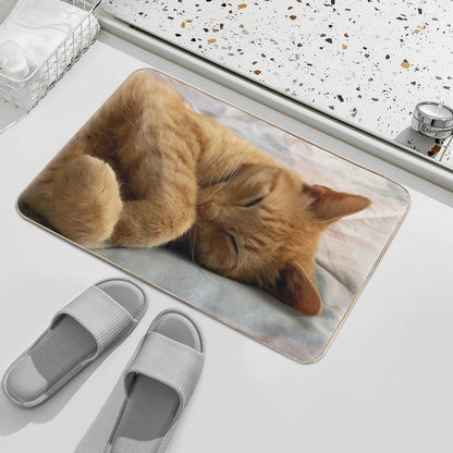 Ginger Cat Sleeping Bath Mat