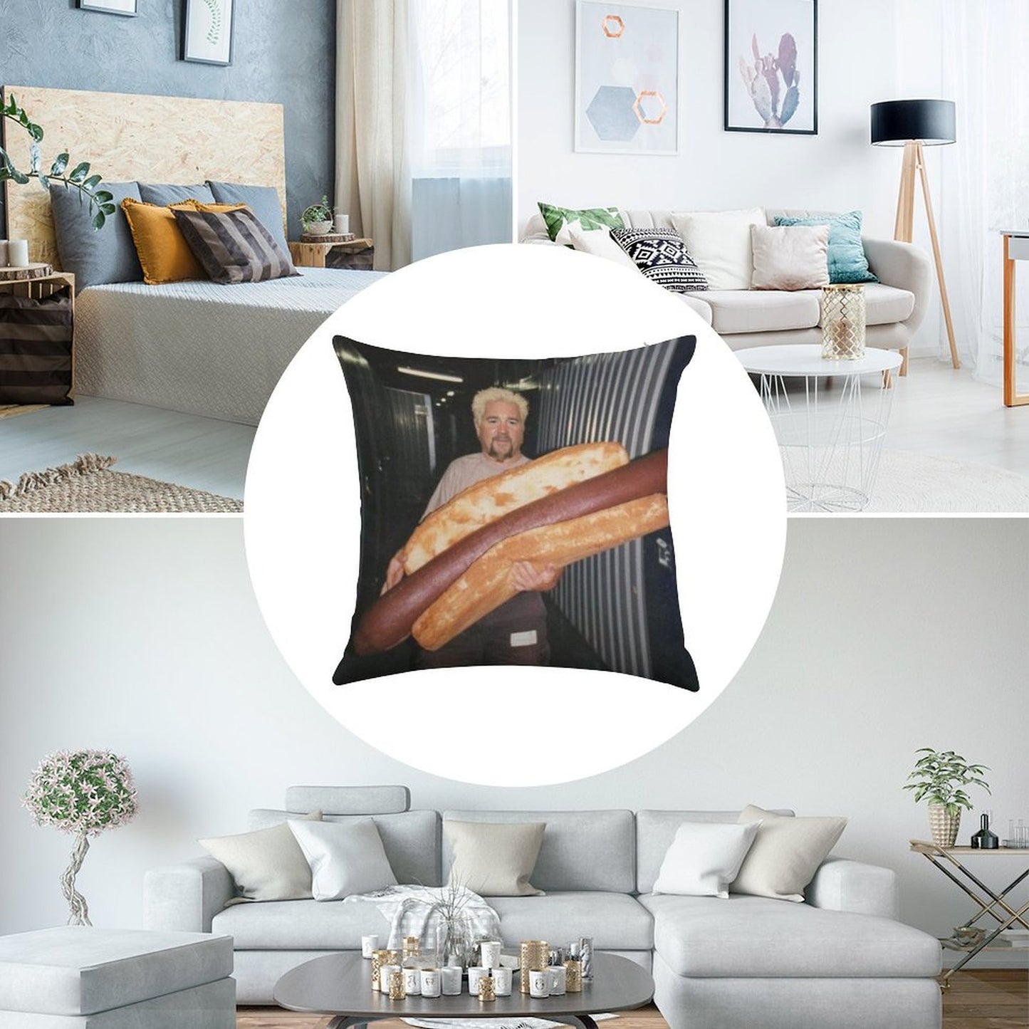 Guy Fieri And His Wieney Linen Throw Pillow Cover