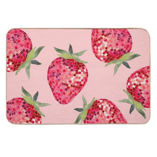 Disco Ball Strawberry  Anti-Trip Bath Mat