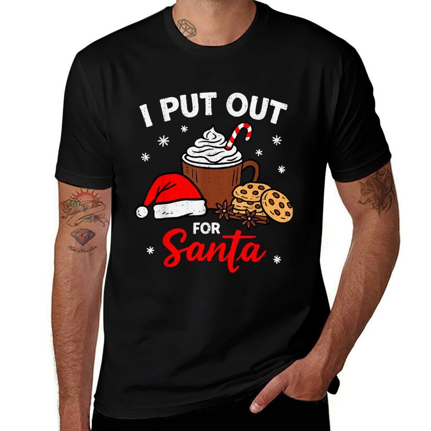 I Put Out for Santa Funny Xmas Christmas Couple Matching  Stretchy T-Shirt