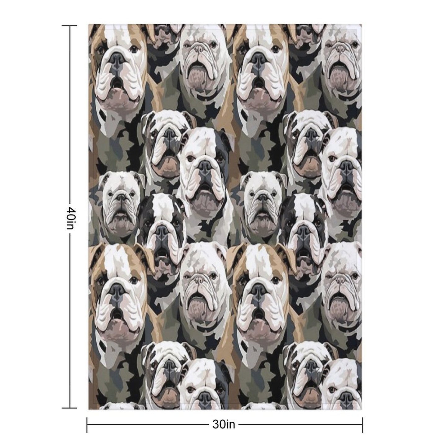 Bulldog in Camouflage Pattern Throw Blanket