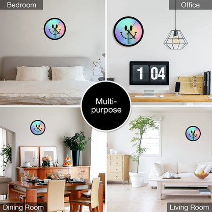 046 Holographic Happy Face ) Smiley Wall Clock