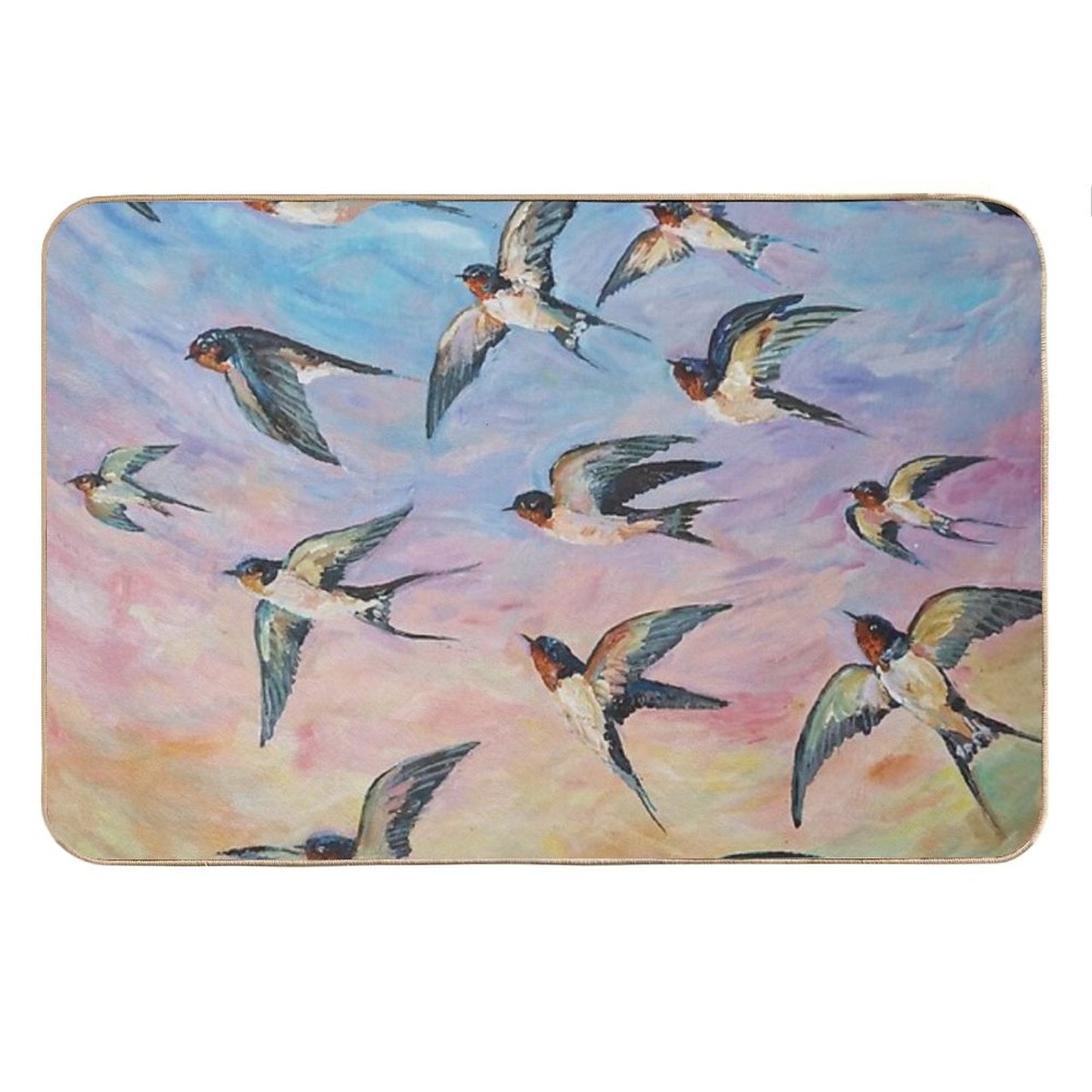 Barn Swallows Acrylic Painting Bath Mat