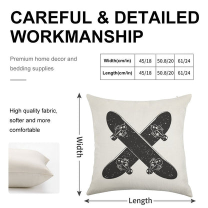 Skateboard X Linen Throw Pillow Cover