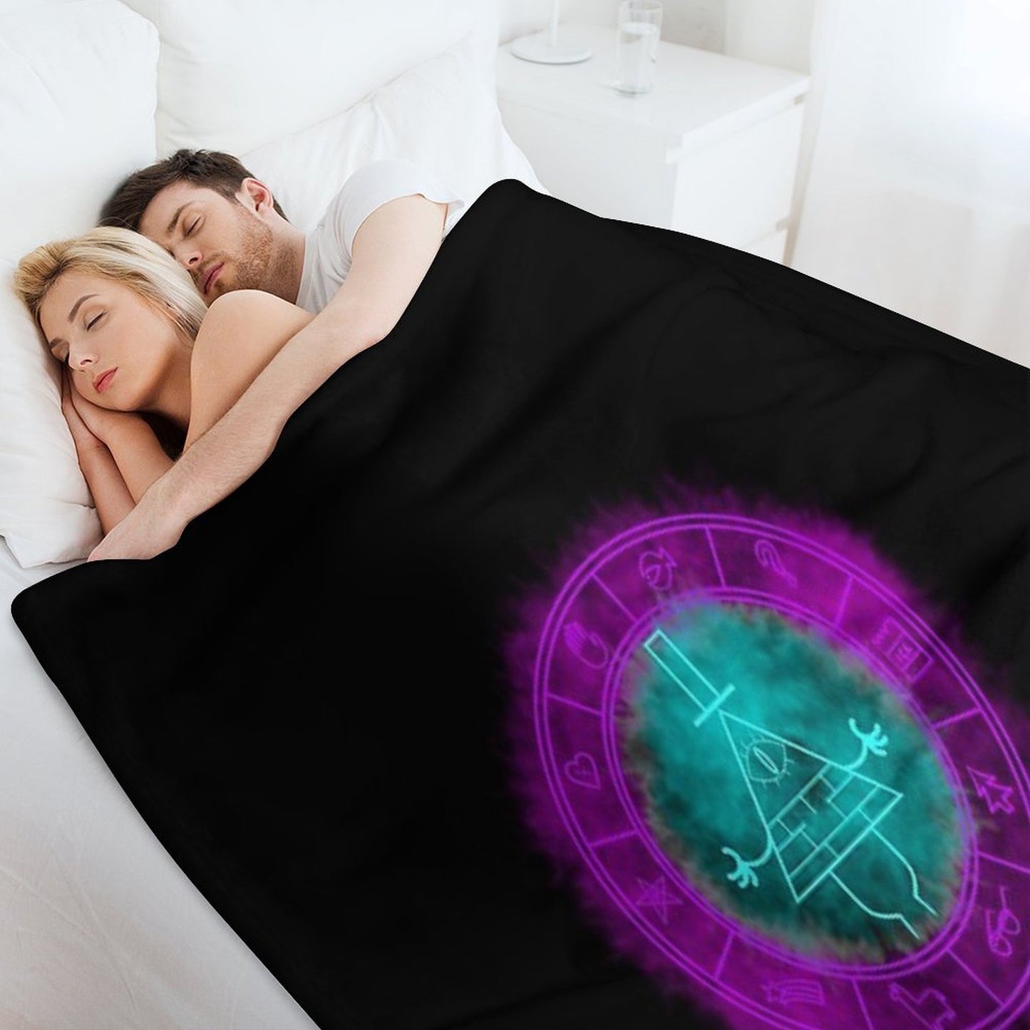 Bill Cipher Symbol Bluegreenpurple Throw Blanket