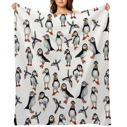 Puffins Pattern Throw Blanket
