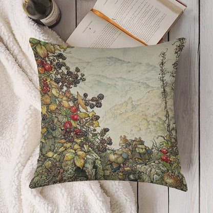 Walk to The High Hills Linen Throw Pillow Cover