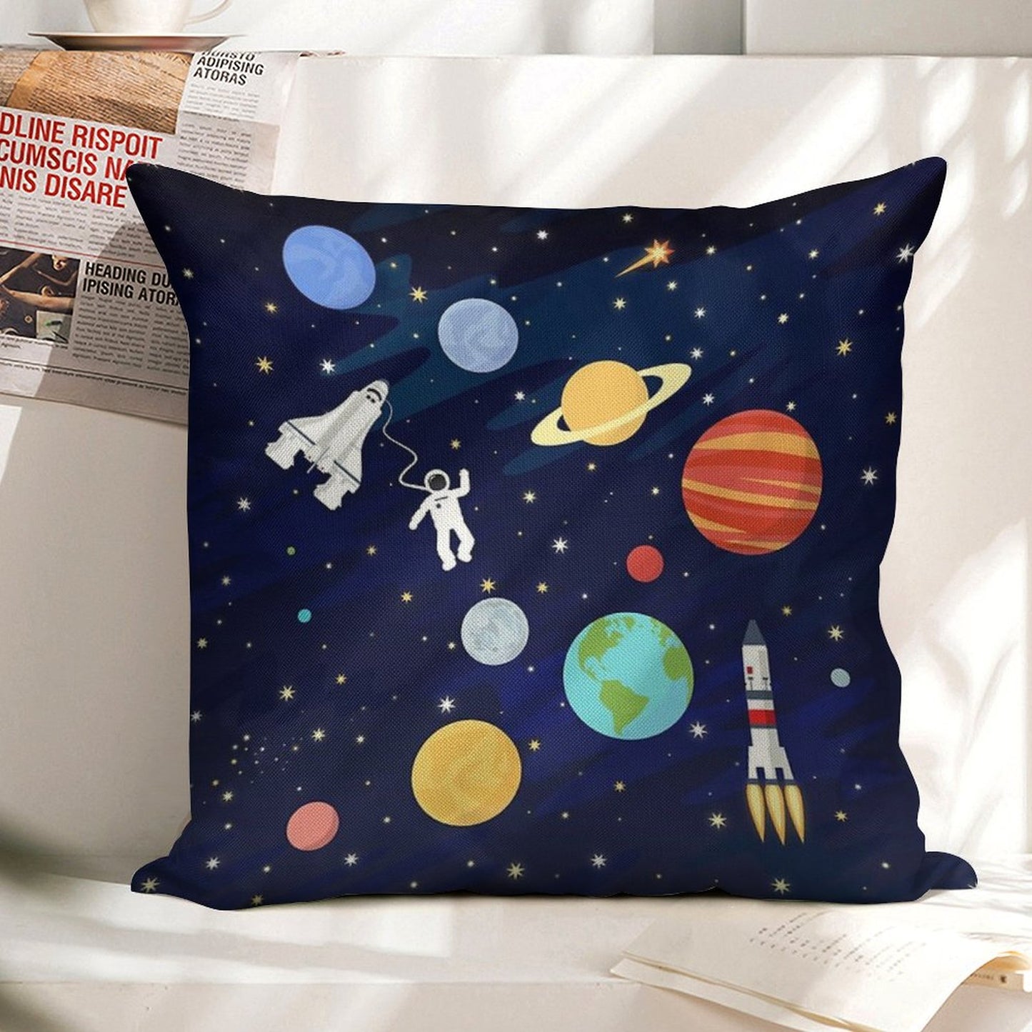 In Space Linen Throw Pillow Cover