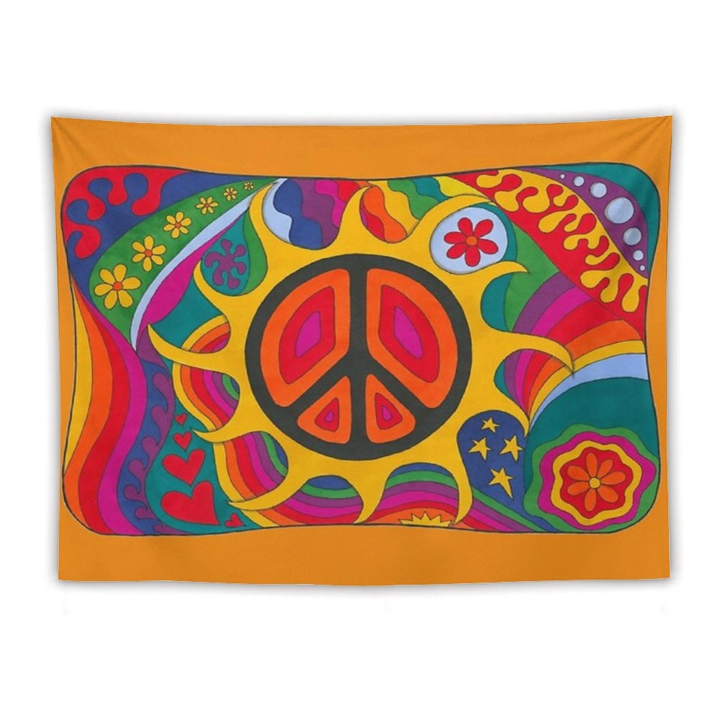 Psychedelic Flaming Peace Tapestry