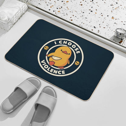 I Choose Violence Funny Duck by Tobe Fonseca  Pet-Safe Bath Mat