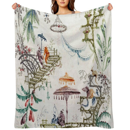 Enchanted Forest Chinoiserie Throw Blanket
