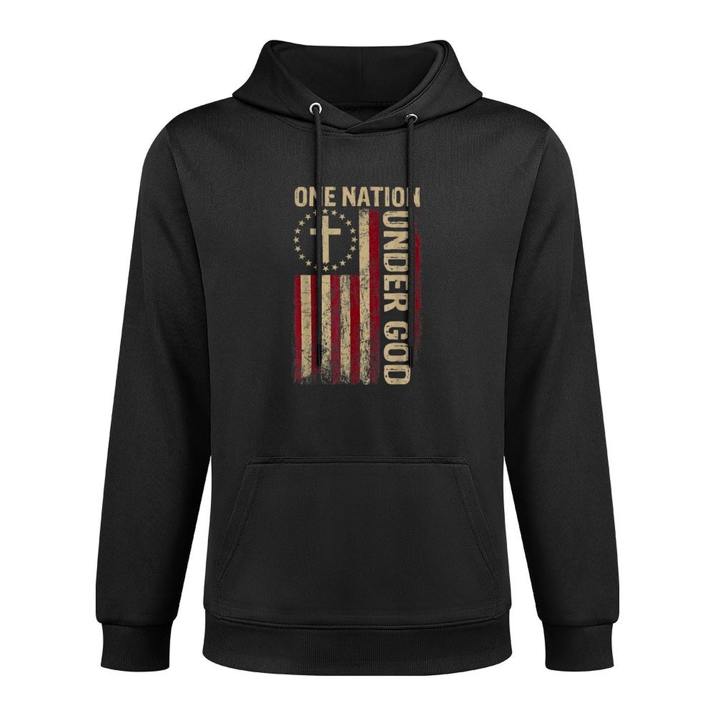 One Nation Under God 4th Of July Patriotic Christian Kangaroo Pocket Hoodie