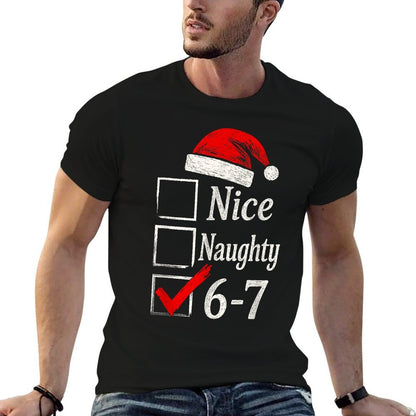 6-7 Meme Nice Naughty 67 Christmas Brain Rot Funny Graphic  Relaxed-fit T-Shirt