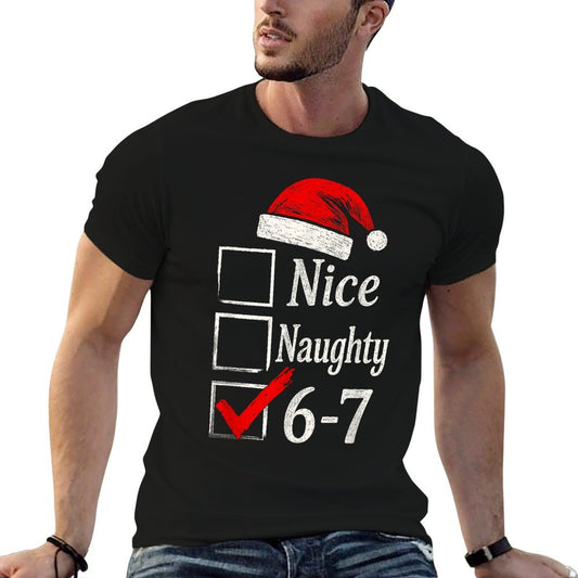 6-7 Meme Nice Naughty 67 Christmas Brain Rot Funny Graphic  Relaxed-fit T-Shirt