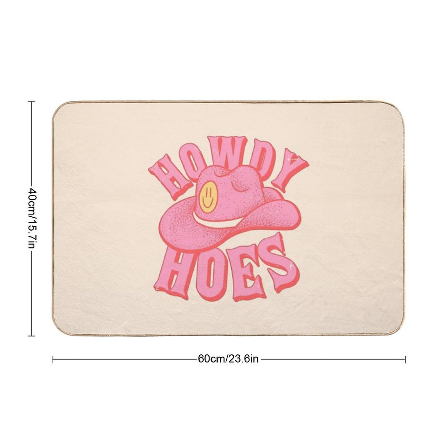 Howdy Hoes  Pink Cowboy Cowgirl Rodeo Hat Preppy Aesthetic  MEME HOWDY Y'ALL  White Background Bath Mat