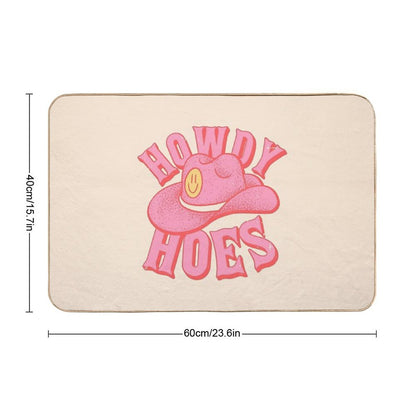 Howdy Hoes  Pink Cowboy Cowgirl Rodeo Hat Preppy Aesthetic  MEME HOWDY Y'ALL  White Background Bath Mat