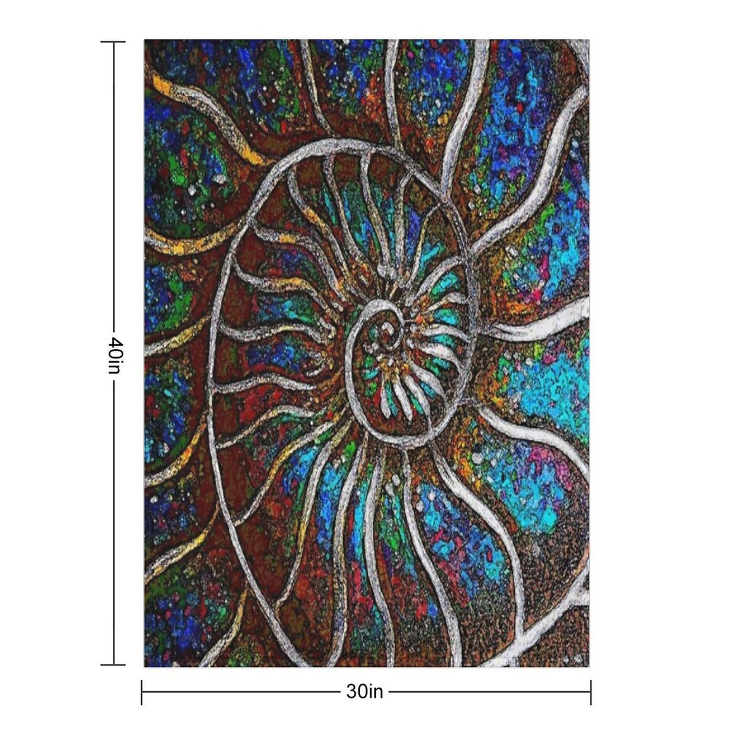 Ammonite Fossil Macro Abstract Art Throw Blanket