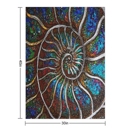 Ammonite Fossil Macro Abstract Art Throw Blanket