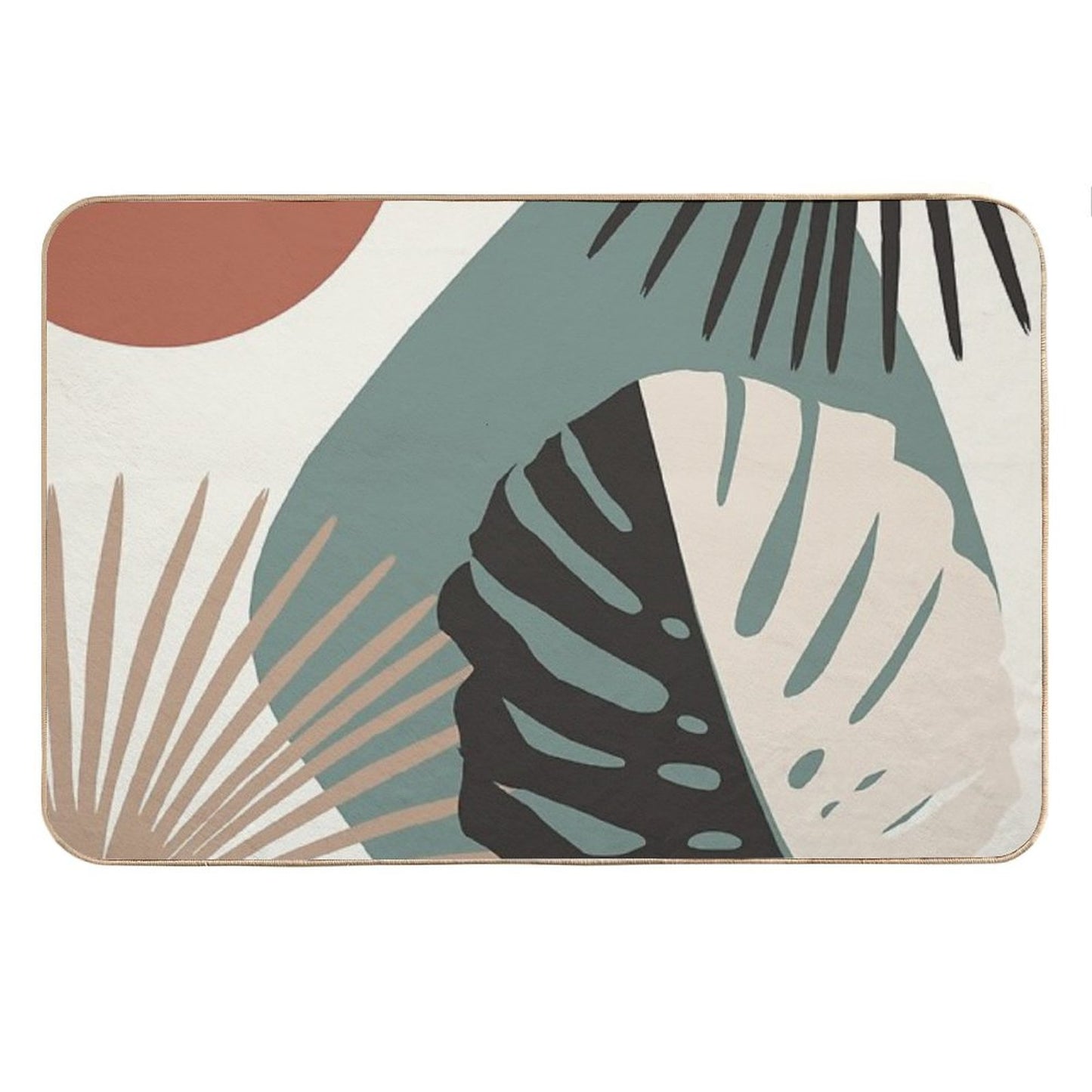Minimal Yin Yang Monstera Fan Palm Finesse #1 #tropical #decor #art Bath Mat
