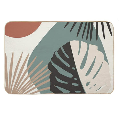 Minimal Yin Yang Monstera Fan Palm Finesse #1 #tropical #decor #art Bath Mat