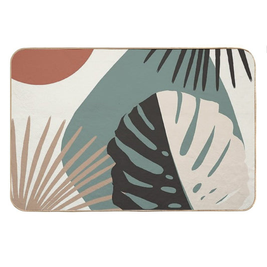 Minimal Yin Yang Monstera Fan Palm Finesse #1 #tropical #decor #art Bath Mat