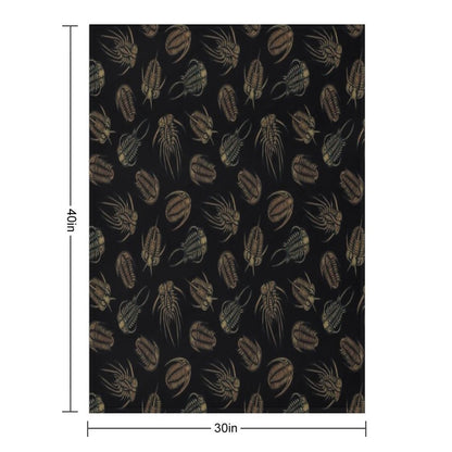 Trilobites - Marine Fossil Pattern Throw Blanket
