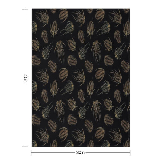 Trilobites - Marine Fossil Pattern Throw Blanket