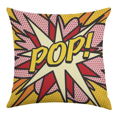 POP Comic Book Pop Art Cool Retro Trendy Linen Throw Pillow Cover