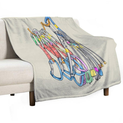 Rack of Rock Climbing Gear Throw Blanket
