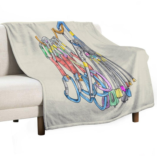 Rack of Rock Climbing Gear Throw Blanket