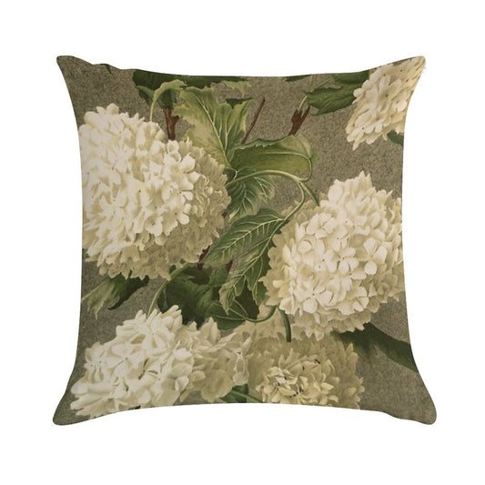 Vintage Victorian White Hydrangea Floral Soft High-Density Material Throw Pillow