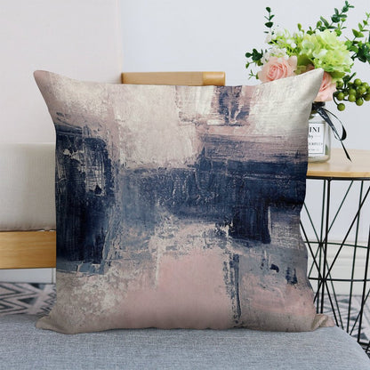 Pink And Navy 2 Linen Throw Pillow Cover
