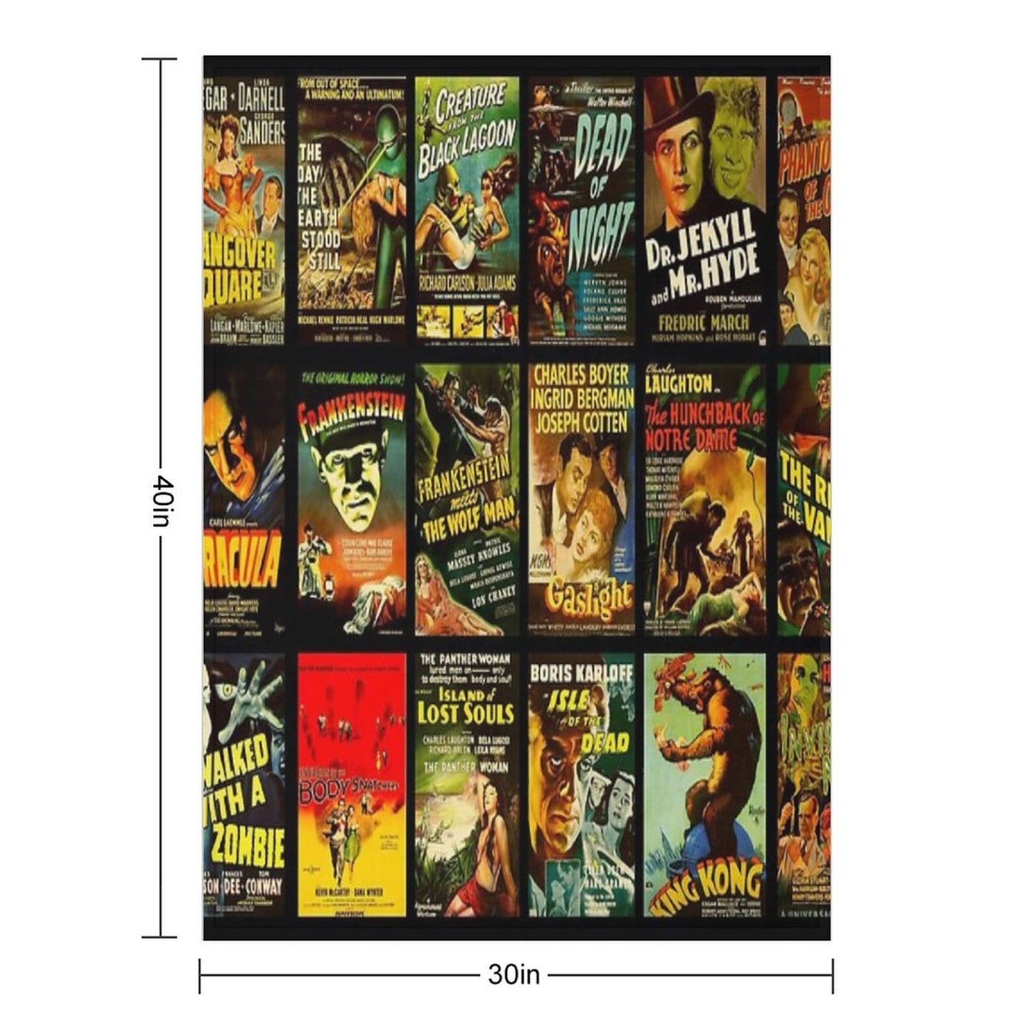 Vintage Classic Horror Monster Movie Posters Throw Blanket