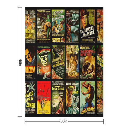 Vintage Classic Horror Monster Movie Posters Throw Blanket
