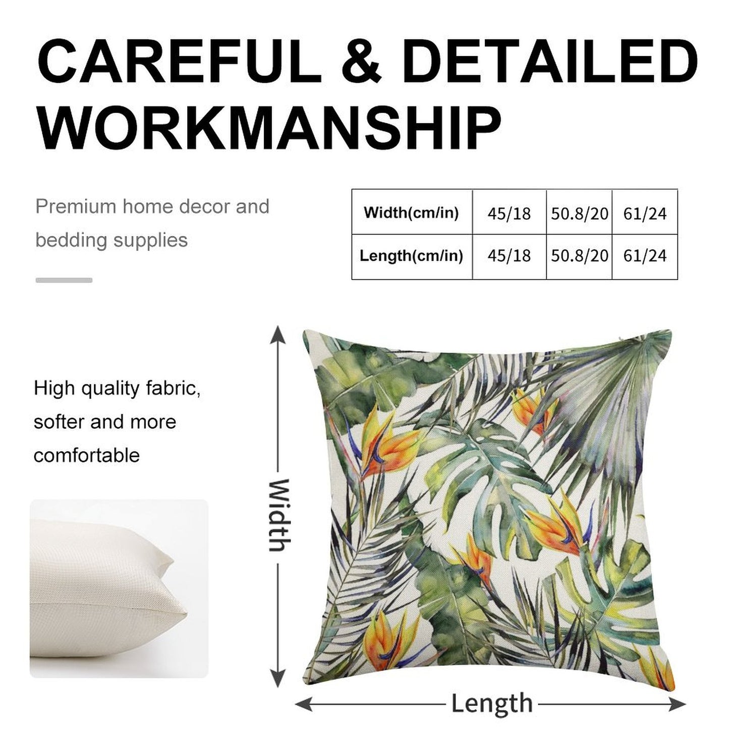 TROPICAL GARDEN Linen Throw Pillow Cover
