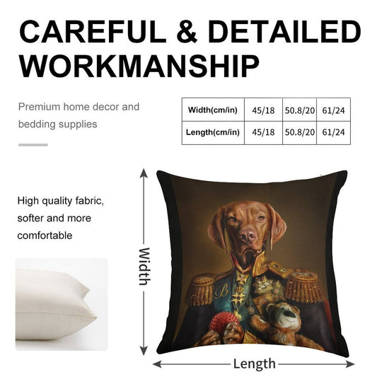 Bertie The Hungarian Vizsla - Dog Portrait Linen Throw Pillow Cover