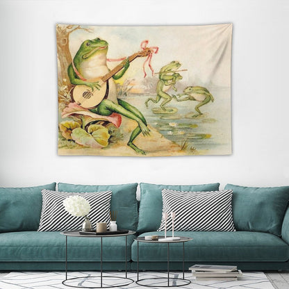 FROG STRUMMING  Vintage Abstract Entertainment Print Tapestry