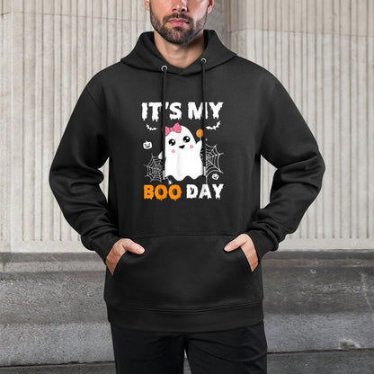 Its My Boo Day Halloween Birthday Ghost Pink Bow Girls Colorfast Hoodie