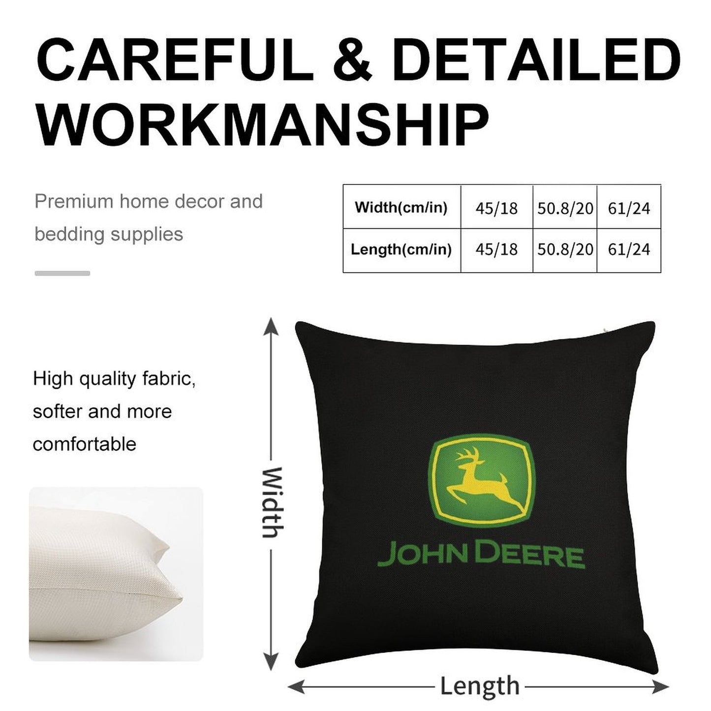 Rich with John Deere Linen Throw Pillow Cover