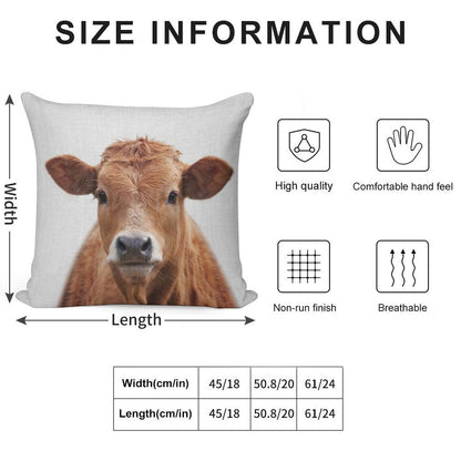 Cow - Colorful Soft Decorative Cover Throw Pillow