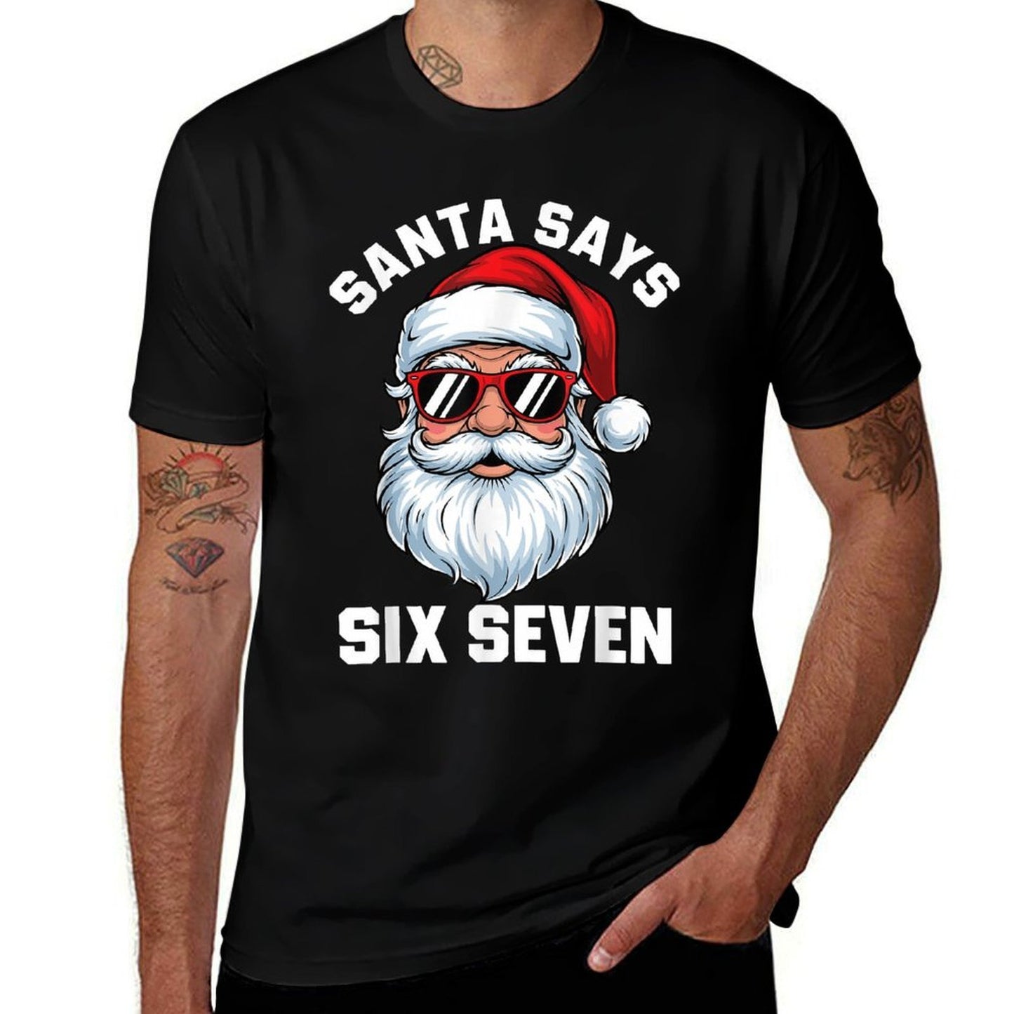 Funny Santa Says Six Seven Christmas 67 Meme Xmas Boys Girls  Heathered Texture T-Shirt