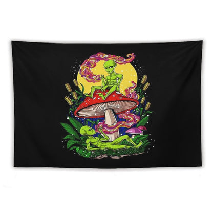 Magic Mushrooms Aliens Tapestry