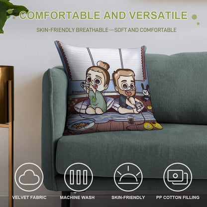 Let's Play Together - Pibubear Soft Washable Throw Pillow