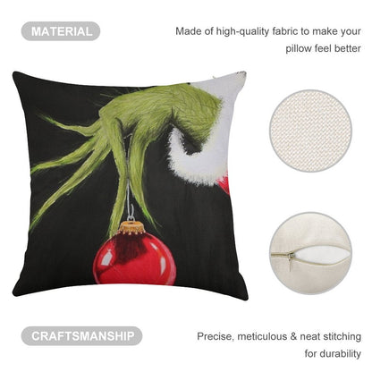 Who Stole Christmas Linen Throw Pillow Cover