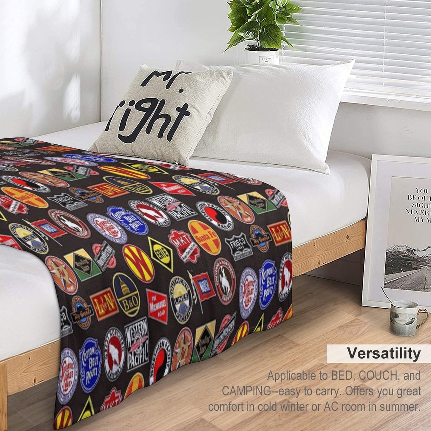 Vintage Defunct Railroad Railway Logos - Trains Hobby Throw Blanket